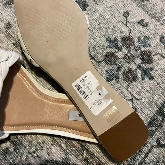 White Leather Square Toe Flats - Picture 3 of 4